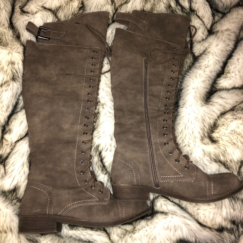 Lace up over the knee boots